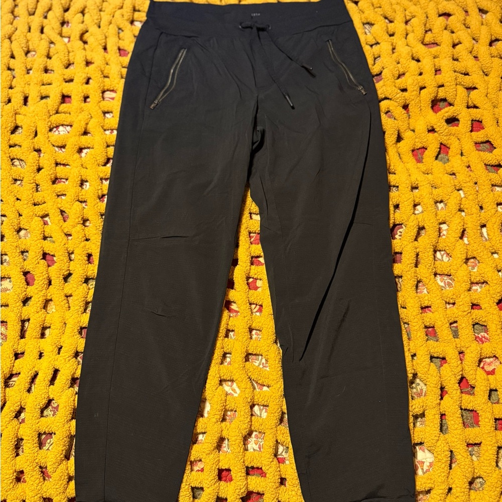 Athleta Black Zippered Drawstring Jogger Pants